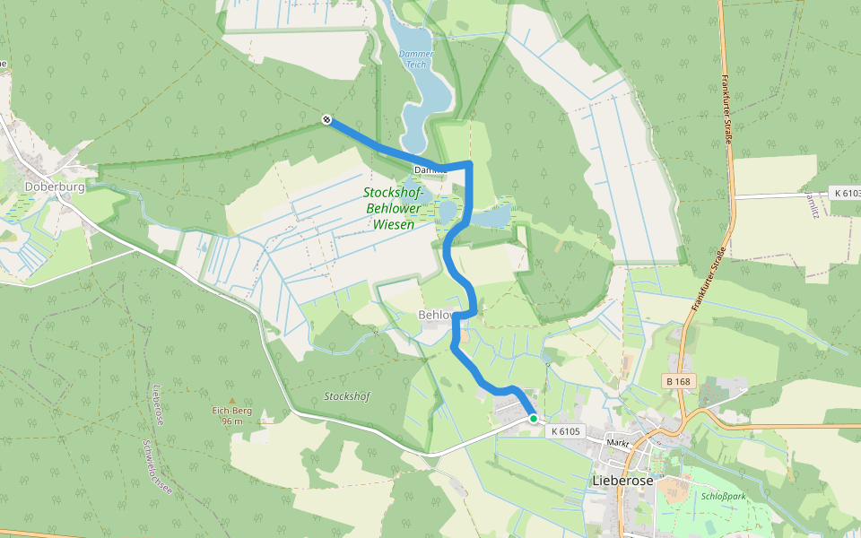 Lieberose-Speichrow walking route map in Lieberose