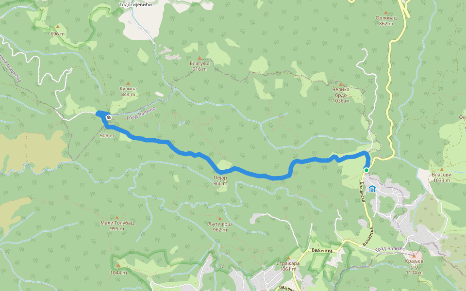 Divčibare - Markovi Čanci walking route map in Осеченица