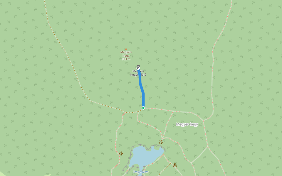 P▲ (Megyer-hegyi kilátó) walking route map in Sárospatak