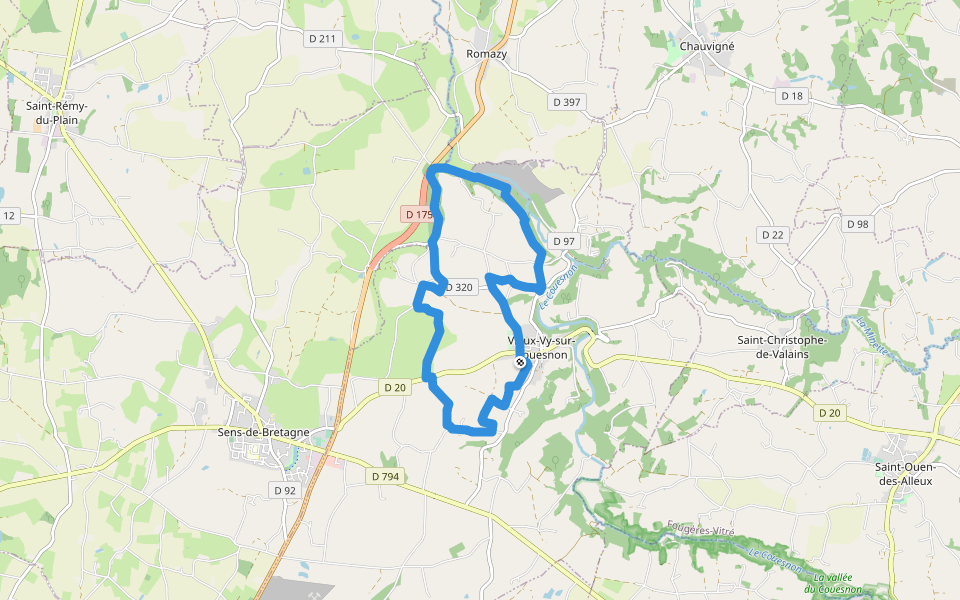 Vieux-Vy-sur-Couesnon - les carrières walking route map in Vieux-Vy-sur-Couesnon