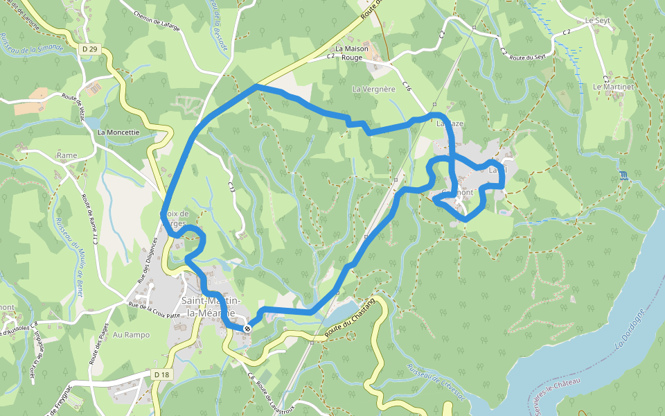 Les Hameaux de Gramont walking route map in Saint-Martin-la-Méanne