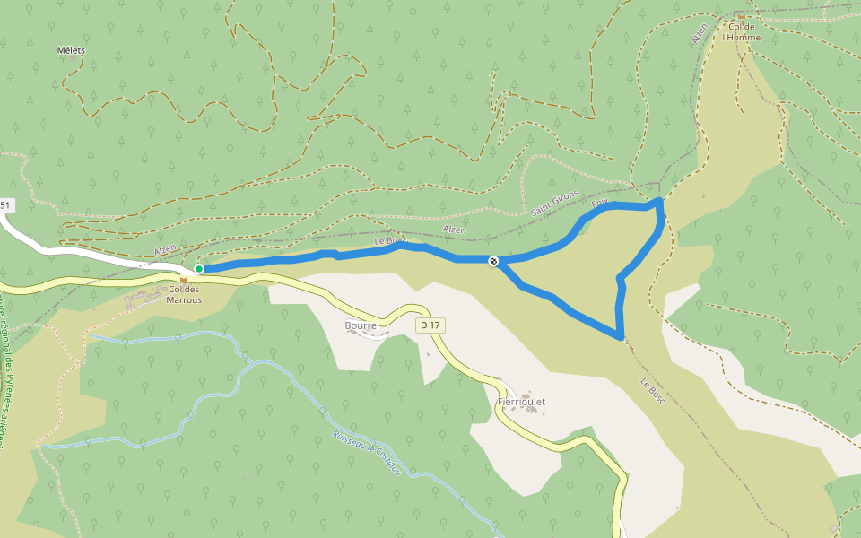 La Balade du Planel walking route map in Bénac