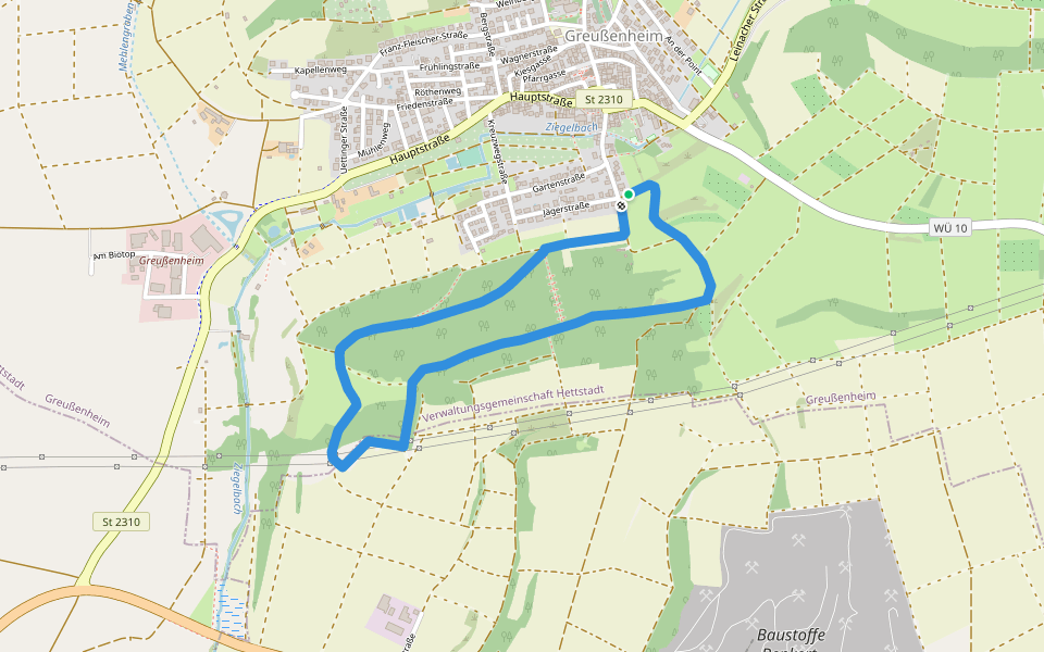 Weg der Lieder walking route map in Greußenheim