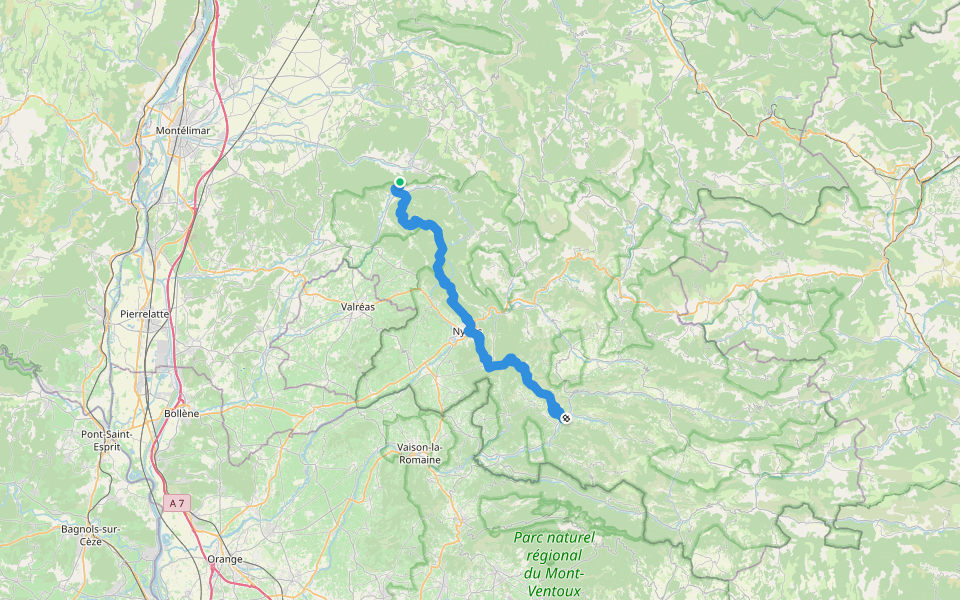Du Jura à la Méditerranée, Col de Dieu-Grâce - Buis-les-Baronnies walking route map in Dieulefit