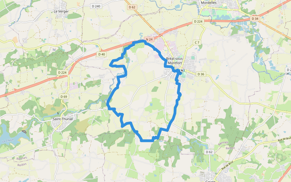 Bréal-sous-Montfort, la Chèze walking route map in Bréal-sous-Montfort