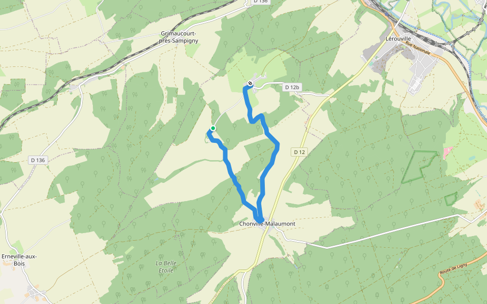La Grenouille walking route map in Chonville-Malaumont