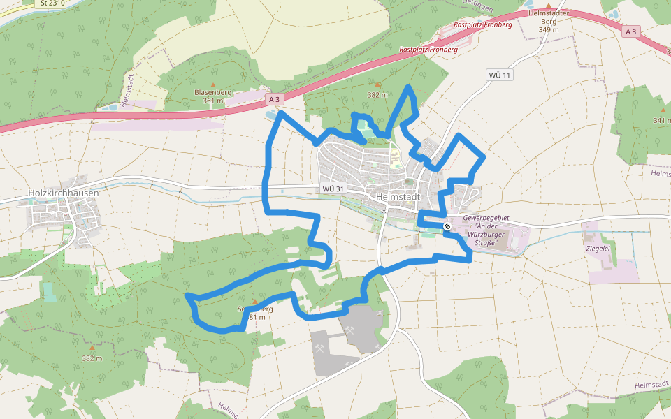 Panoramaweg Helmstadt walking route map in Helmstadt