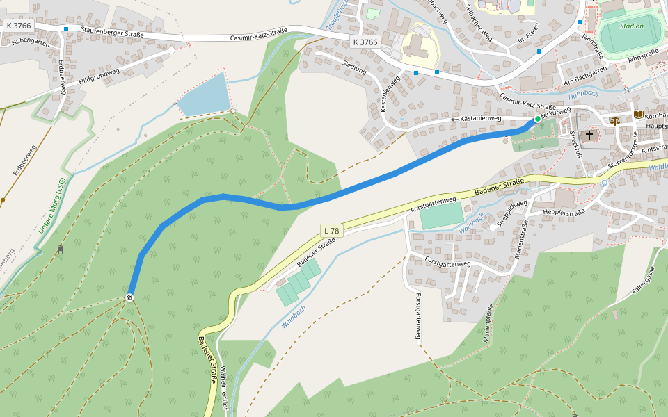 Merkurweg - Munitionsplatz walking route map in Gernsbach