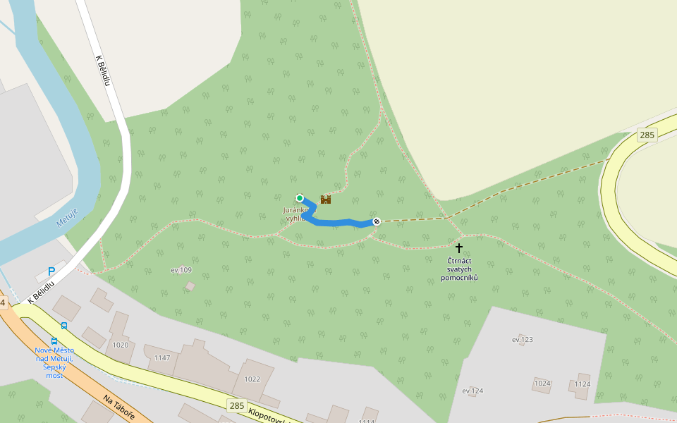 odbočka Juránkova vyhlídka walking route map in Nové Město nad Metují