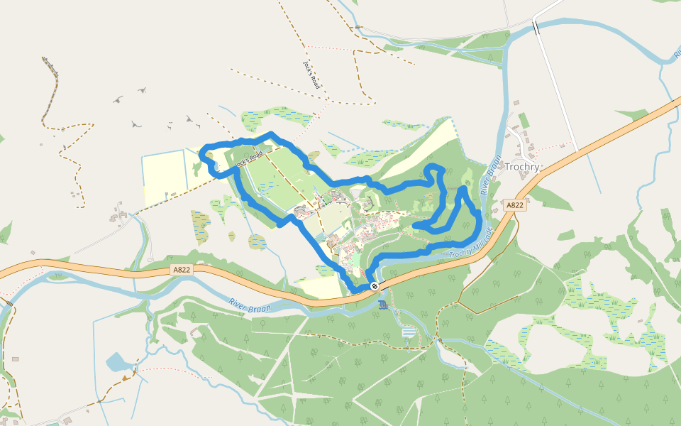 Corbenic Poetry Path walking route map in Trochry