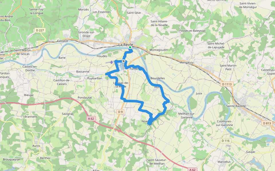 La Rive Gauche : boucle locale walking route map in La Réole