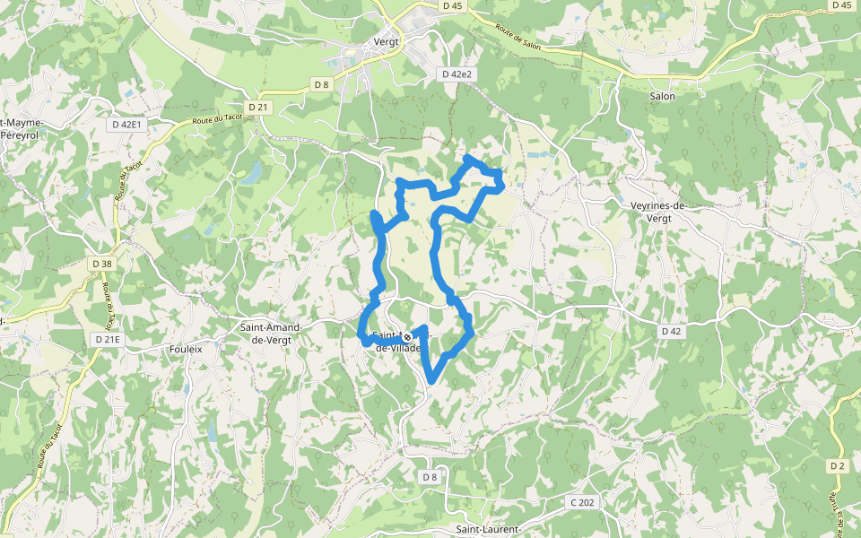 Boucle des Vallons walking route map in Saint-Michel-de-Villadeix