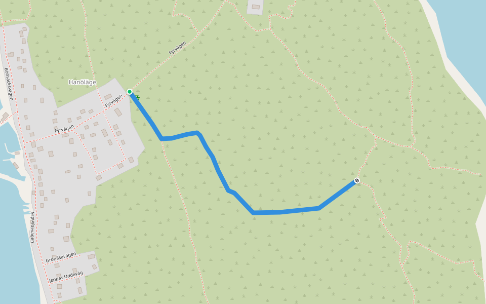 Från vit slinga - Vandrarhemmet walking route map in Hanö