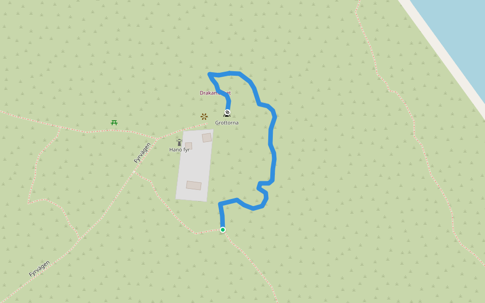Grottorna och Drakamärket walking route map in Hanö