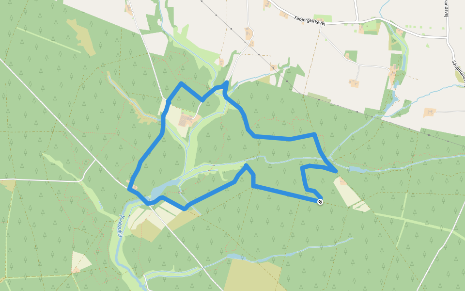 Klosterheden Rattrupdalturen walking route map in Lemvig
