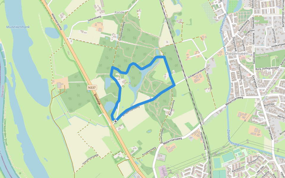 WNW Salland - Nieuw Rande - gele route walking route map in Diepenveen