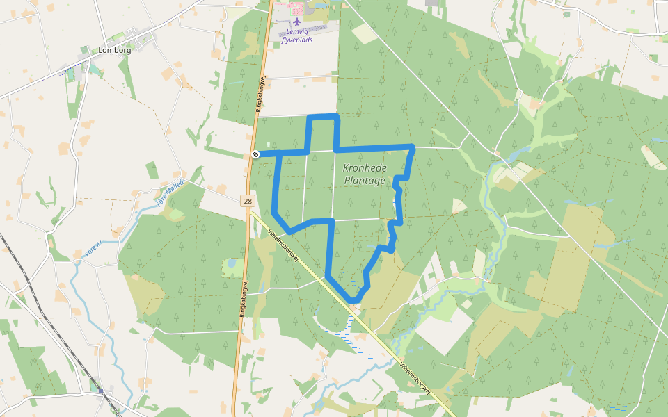 Kronhede Staldhøje walking route map in Lemvig
