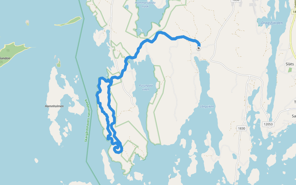 Purunpään luontopolku walking route map in Söderlångvik