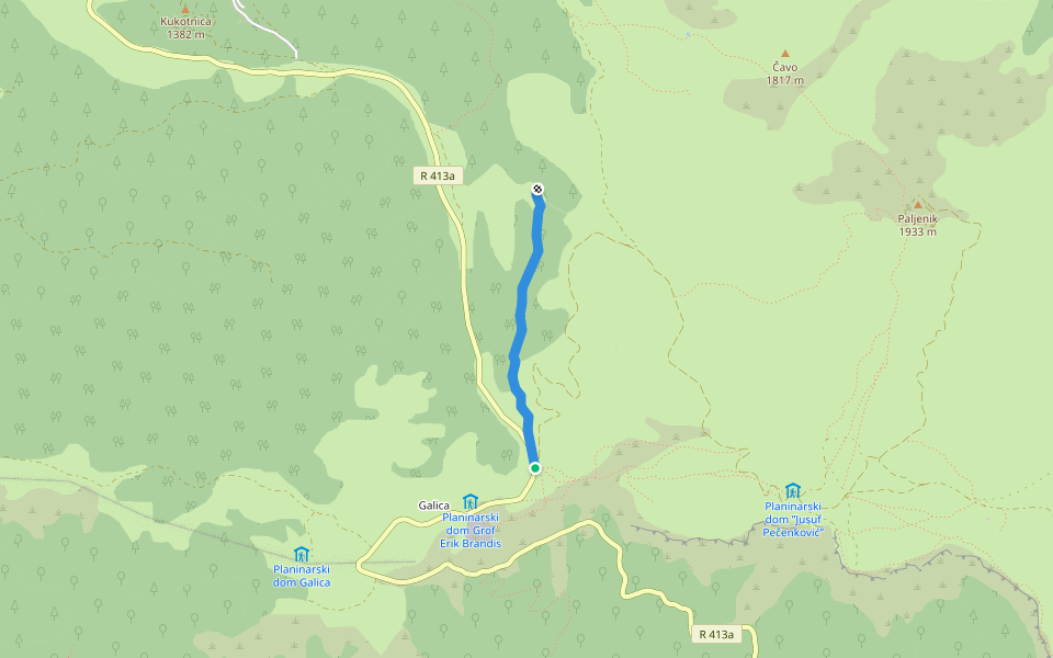 Galica-Šantić walking route map in Šišava