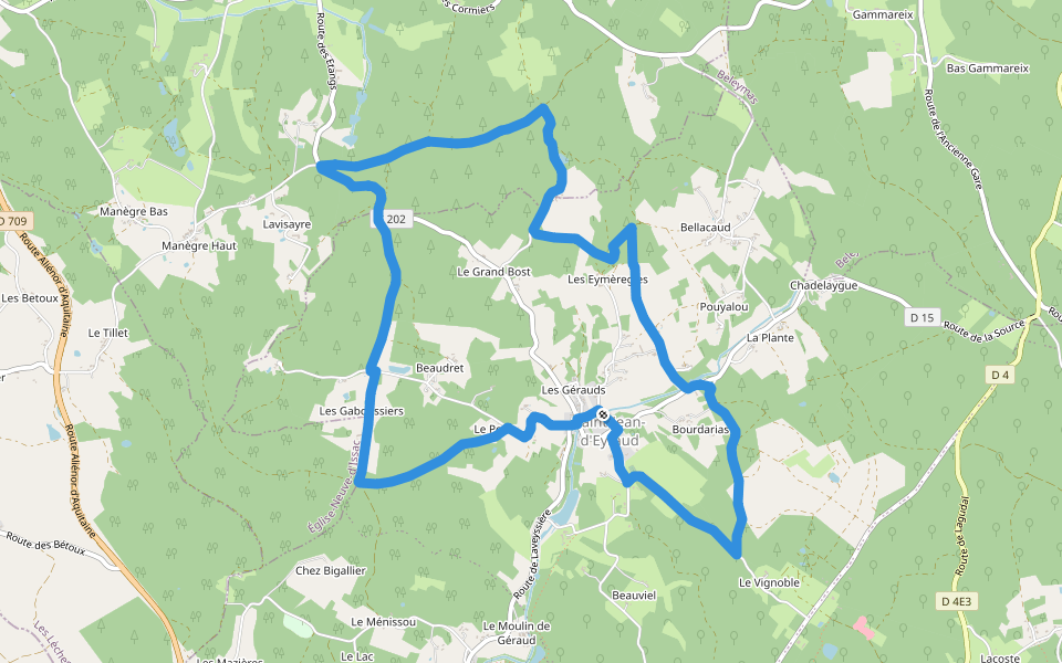 Boucle de l'Eyraud walking route map in Eyraud-Crempse-Maurens