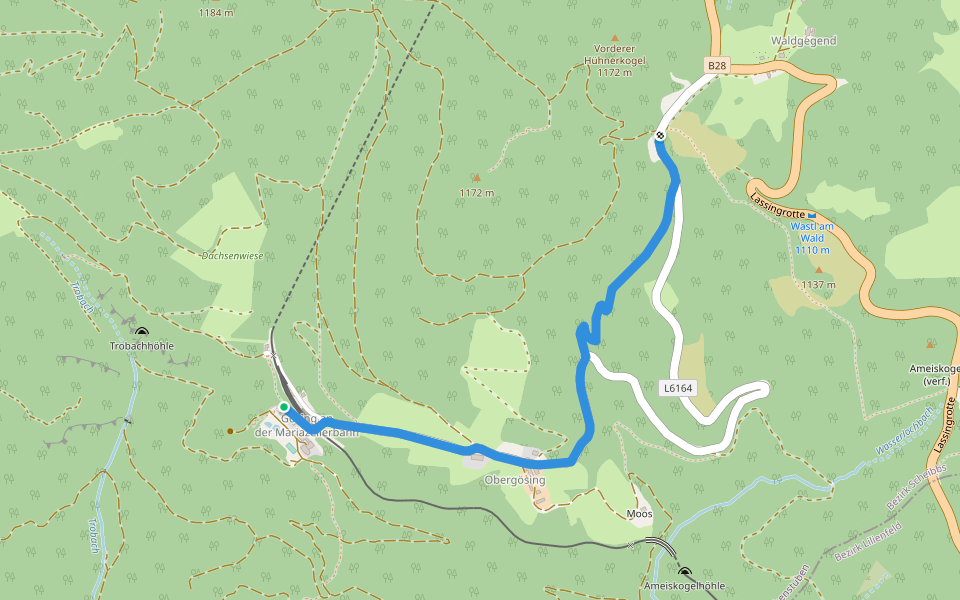 Gösing - Wastl am Wald walking route map in Gösing an der Mariazeller Bahn