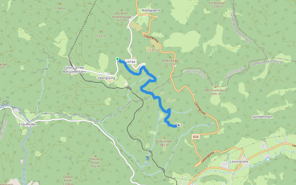 Obergösing - Annakreuz walking route map in Puchenstuben