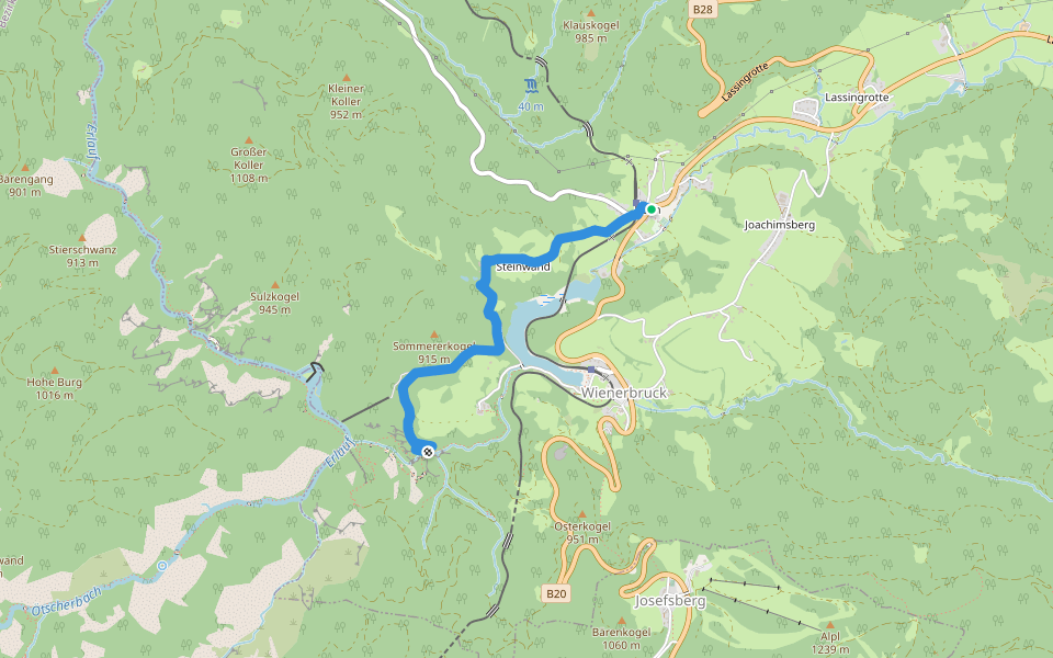 Reith - Lassingfall walking route map in Langseitenrotte