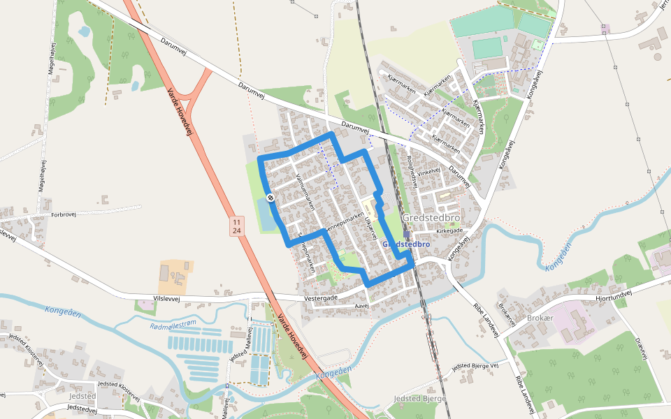 Gredstedbro - Rød Energisti walking route map in Gredstedbro