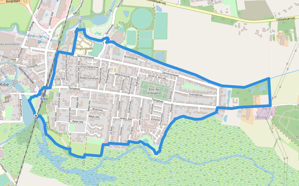 Ribe - Blå Energisti walking route map in Ribe
