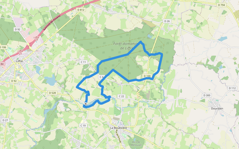 Sevailles et le pont romain walking route map in La Bouëxière
