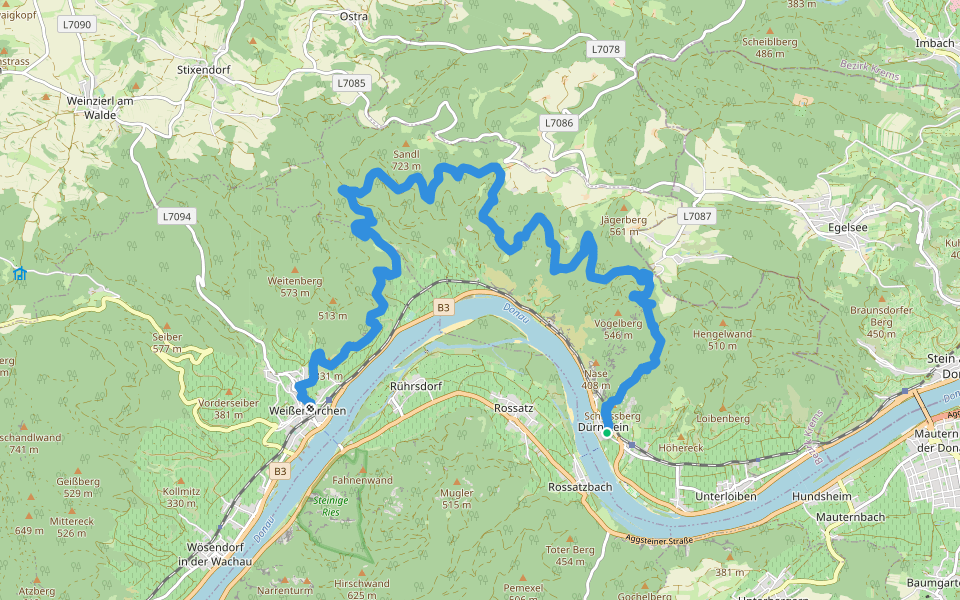 Welterbesteig Wachau Etappe 2 walking route map in Dürnstein