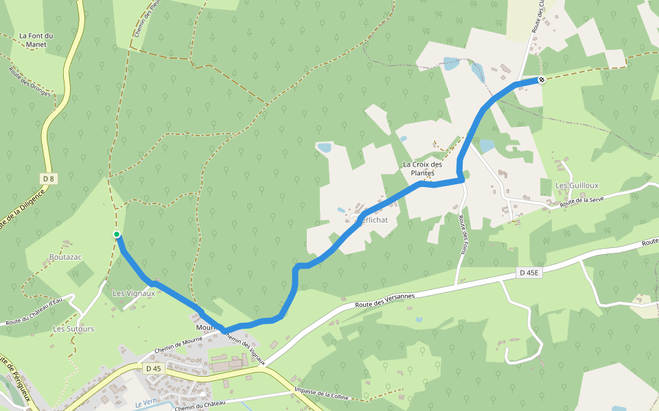 Liaison Vergt - Breuilh walking route map in Vergt