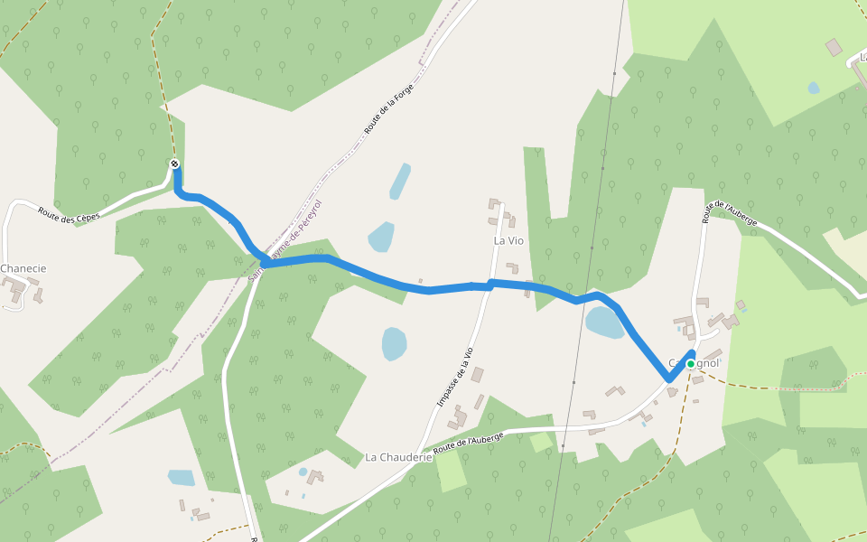 Liaison St-Maime-de-Péreyrol - Grun-Bordas walking route map in Saint-Mayme-de-Péreyrol