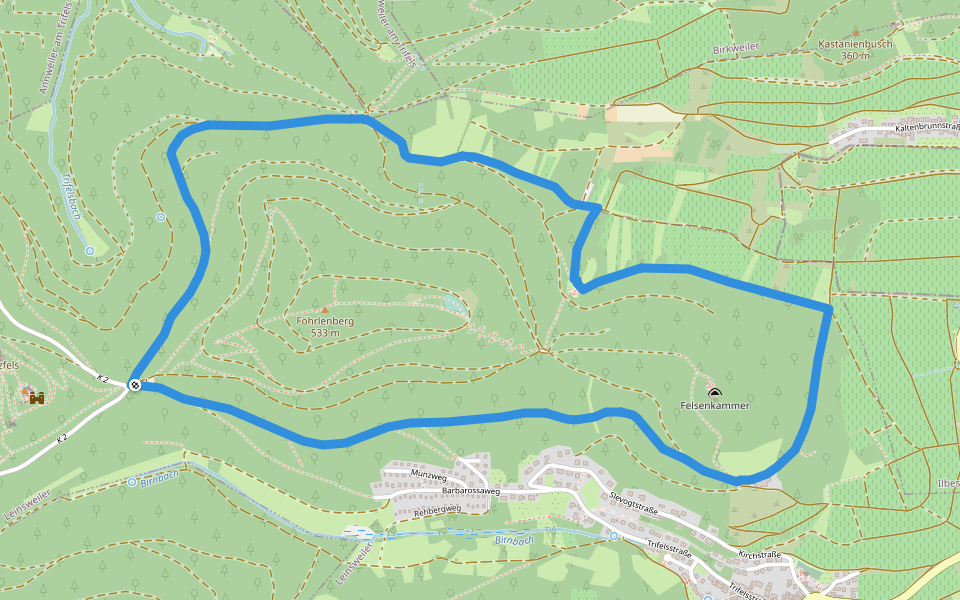 Keschde Erlebnisweg walking route map in Leinsweiler
