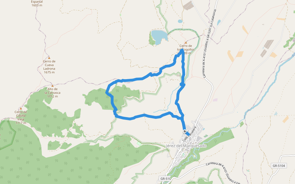 SL-A 280 Sendero Alrután y Minas de Santa Constanza walking route map in Jerez del Marquesado