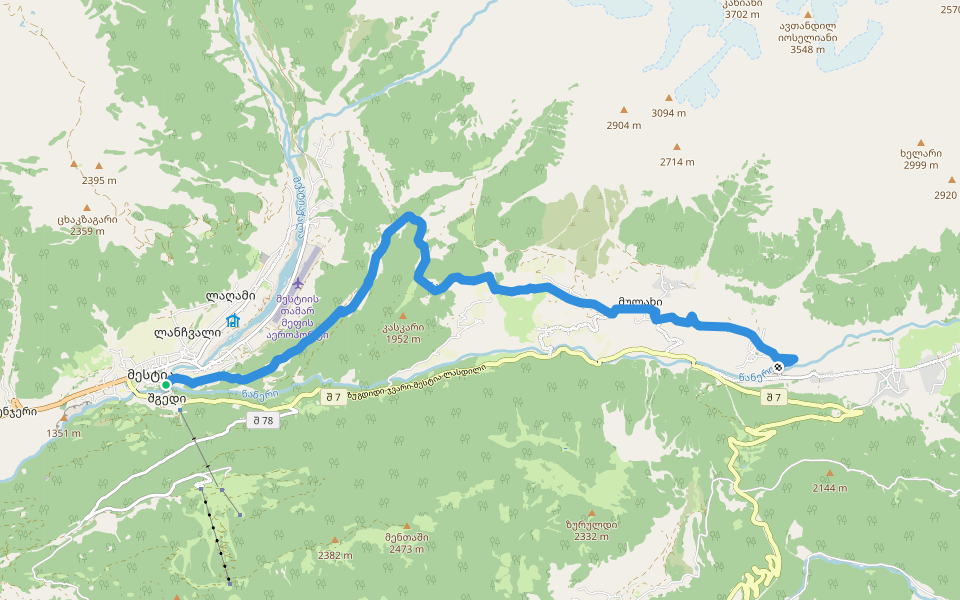 Mestia - Adishi walking route map in Mestia