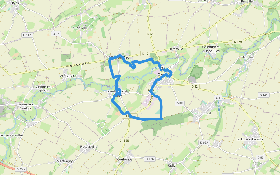 Sur la Trace des Barons walking route map in Creully sur Seulles