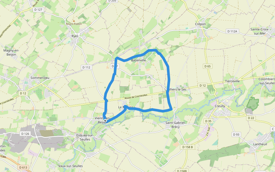 Les Balcons de la Seulles walking route map in Vienne-en-Bessin