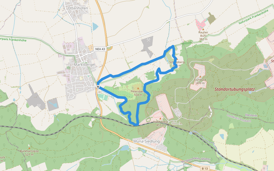 Ameise walking route map in Marktbergel