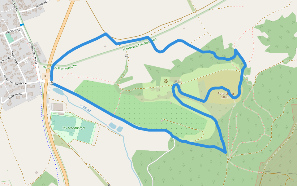 Erlebnispfad Petersberg walking route map in Marktbergel