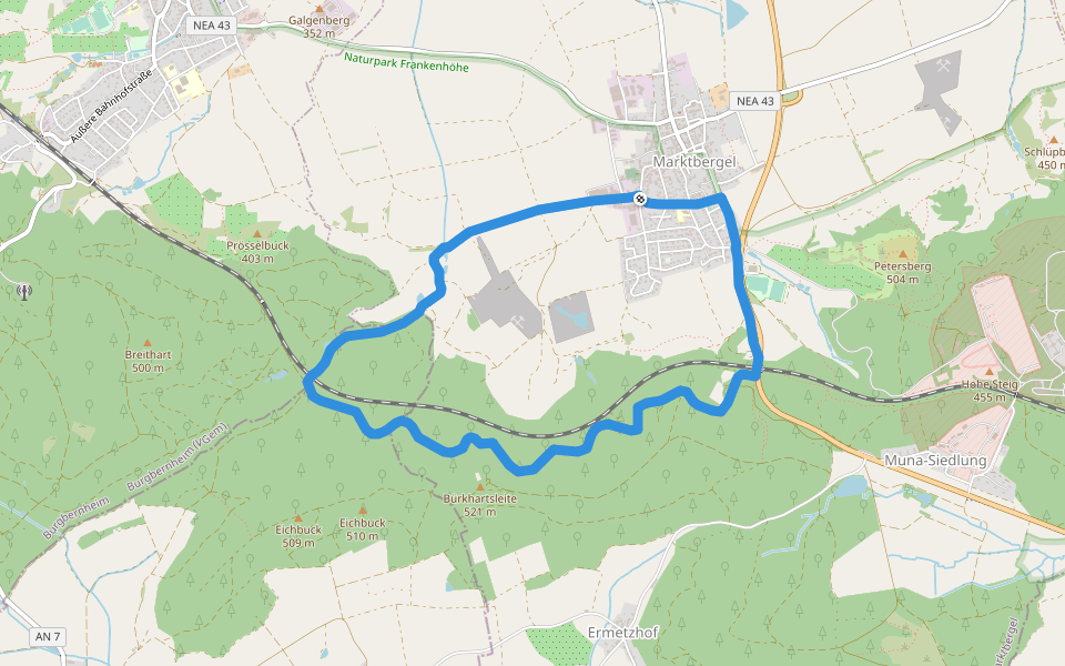 Hase walking route map in Marktbergel