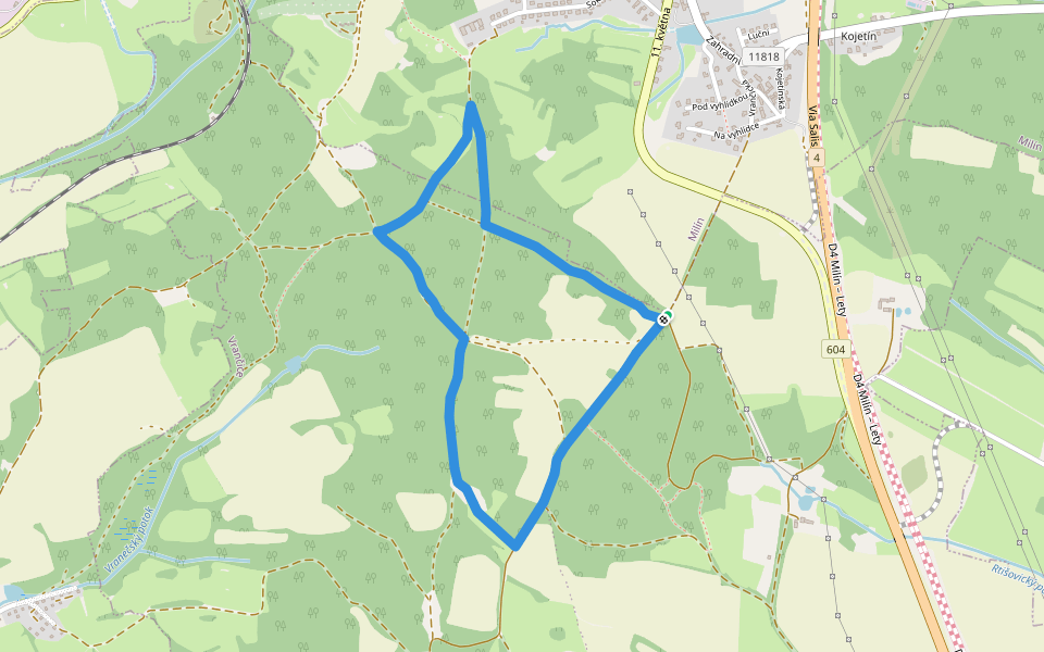 Naučná stezka Milín - Vrančice - sportovně rekreační okruh walking route map in Vrančice