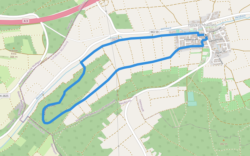 Grundwaldrunde walking route map in Helmstadt