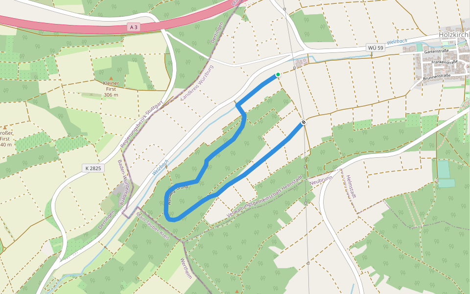 Panoramaweg Welzbachtal- Erweiterungsrunde walking route map in Helmstadt