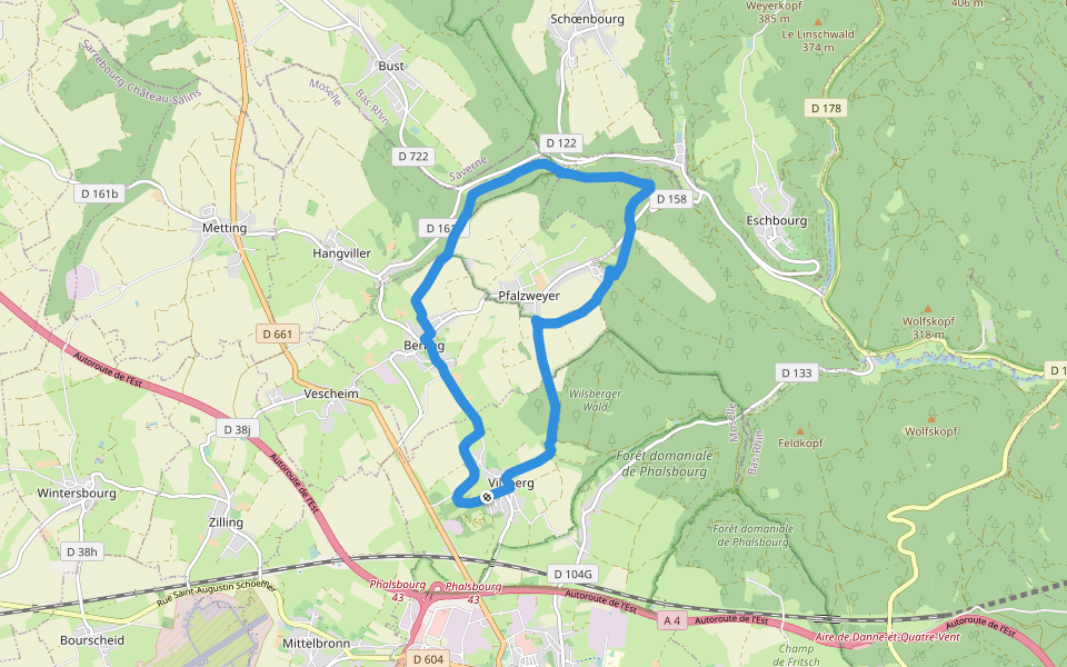 Circulaire de l'Eselsbahn walking route map in Vilsberg