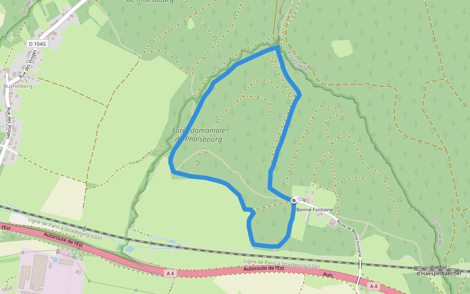 Circuit des 7 sculptures walking route map in Danne-et-Quatre-Vents