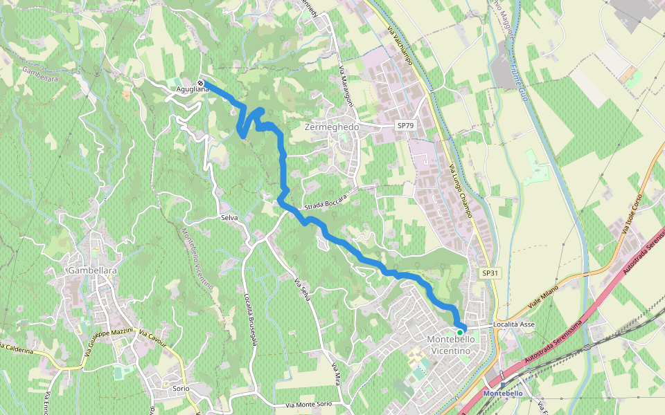 Percorso escursionistico “Mario Filotto” walking route map in Montebello Vicentino