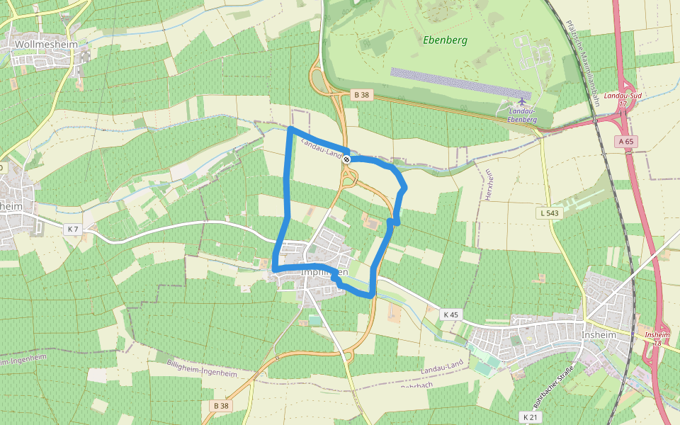 Josephstour Impflingen walking route map in Impflingen