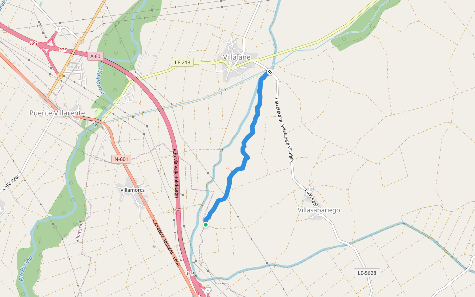 Villafañe Lancia walking route map in Mansilla Mayor