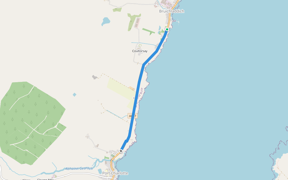 Loch Indaal Way walking route map in Bruichladdich